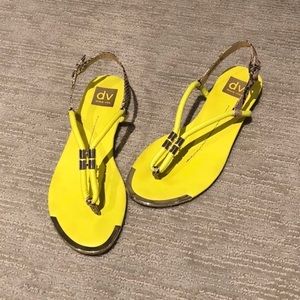 Dolce Vita neon sandals with hardware and snakeskin
